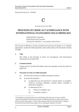 Proceeds of Crime Act (Compliance with International Standards) (No.2) Order 2019 Article 1