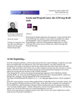 Gorm and Projectcenter, the Gnustep RAD Tools at the Beginning