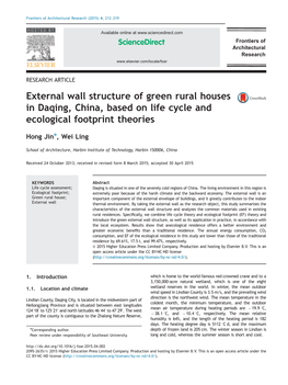 External Wall Structure of Green Rural Houses in Daqing, China, Based on Life Cycle and Ecological Footprint Theories