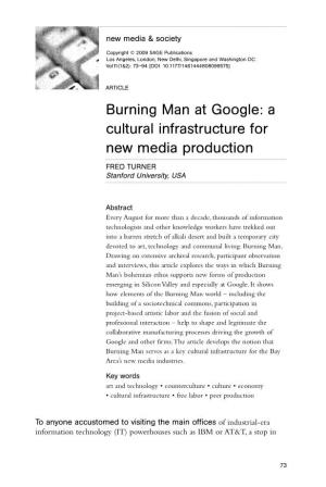 Burning Man at Google: a Cultural Infrastructure for New Media Production