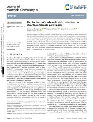 Mechanisms of Carbon Dioxide Reduction on Strontium Titanate Perovskites Cite This: J