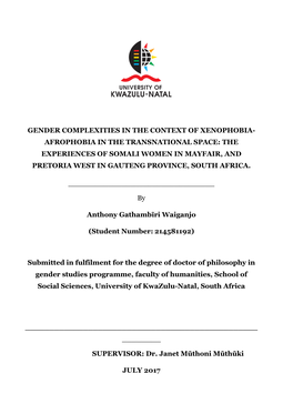Gender Complexities in the Context of Xenophobia