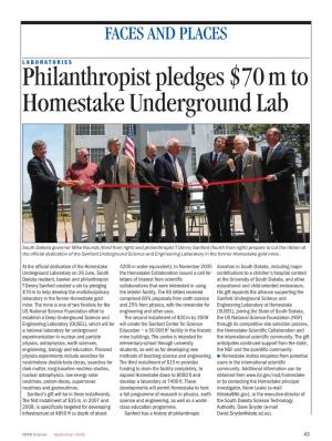 Philanthropist Pledges $70 M to Homestake Underground Lab