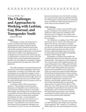 The Challenges and Approaches to Working with Lesbian, Gay