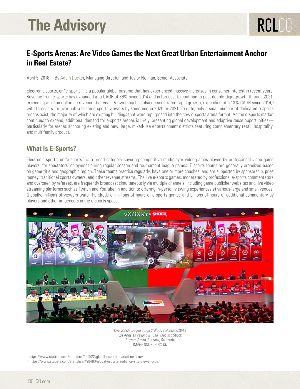 E-Sports Arenas: Are Video Games the Next Great Urban Entertainment Anchor in Real Estate?