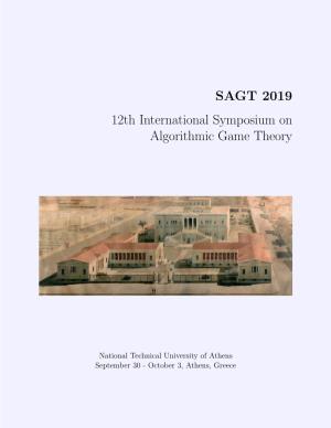 SAGT 2019 12Th International Symposium on Algorithmic Game Theory