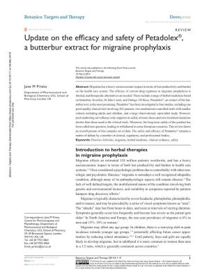 Update on the Efficacy and Safety of Petadolex®, a Butterbur Extract for Migraine Prophylaxis