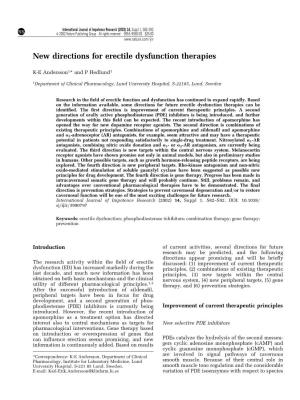 New Directions for Erectile Dysfunction Therapies