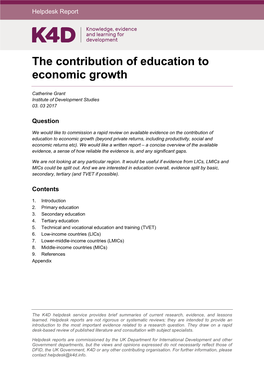 The Contribution of Education to Economic Growth