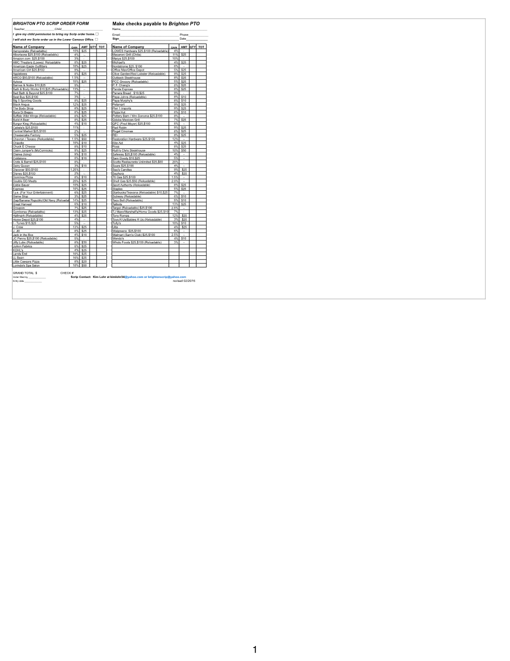 Scrip Order Form Alphabetic Feb 2016