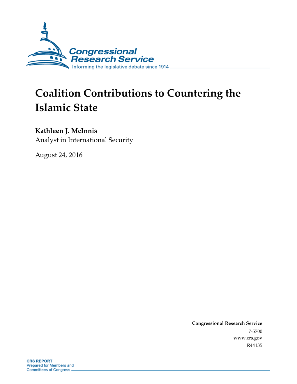 Coalition Contributions to Countering the Islamic State