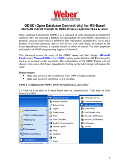 ODBC (Open Database Connectivity) for MS-Excel Microsoft OLE DB Provider for ODBC Drivers (Legitronic V3.6.2 & Later)