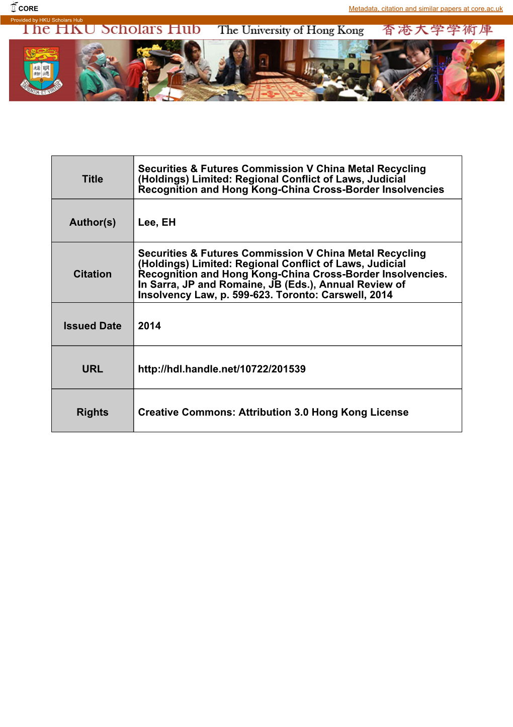 Title Securities & Futures Commission V China Metal Recycling (Holdings