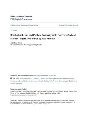 Spiritual Activism and Political Solidarity in So Far from God and Mother Tongue: Two Views by Two Authors