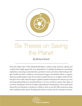 Six Theses on Saving the Planet