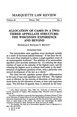 Allocation of Cases in a Two-Tiered Appellate Structure
