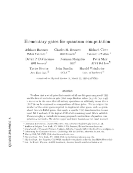 Elementary Gates for Quantum Computation