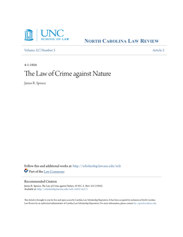 The Law of Crime Against Nature James R