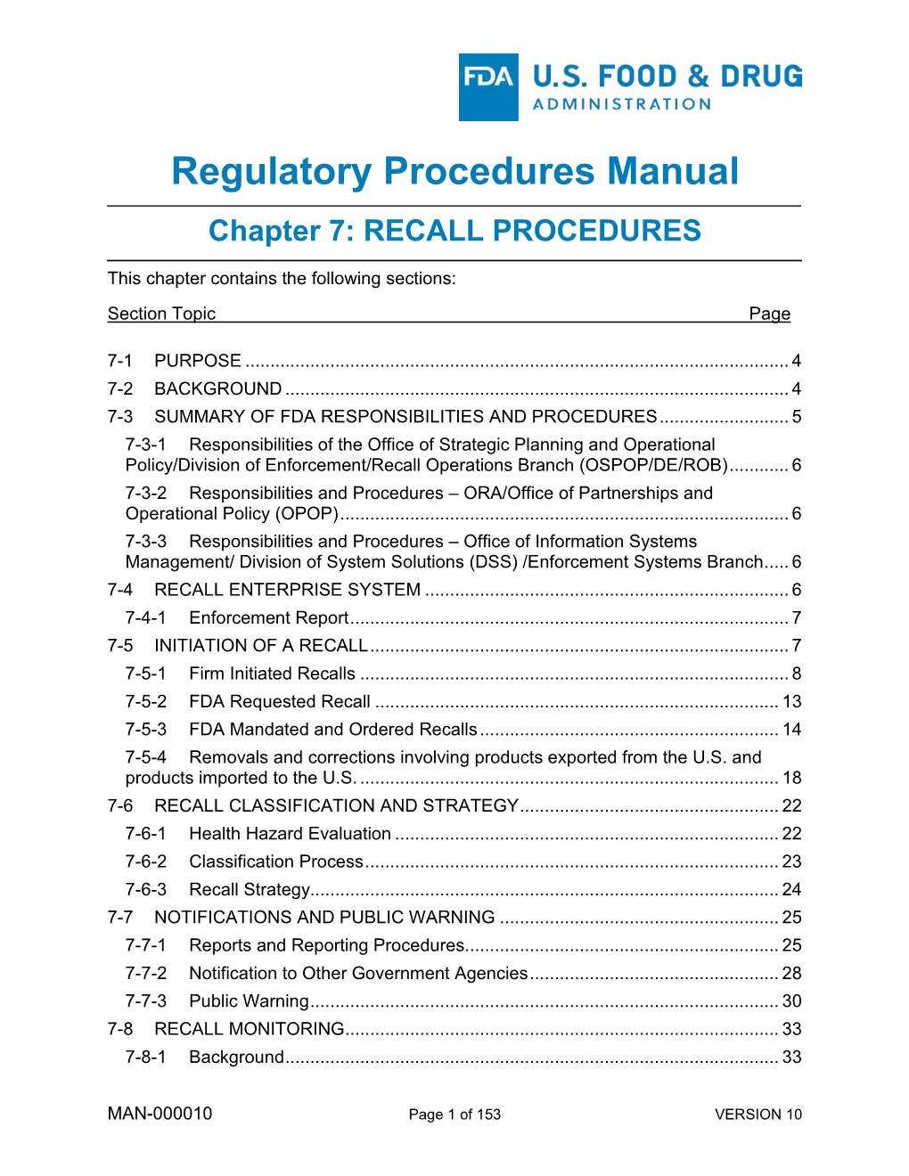 Regulatory Procedures Manual Chapter 7