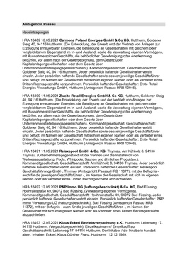 Handelsregister Mai 2021 Amtsgericht Passau