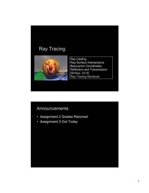 Ray Tracing (Highlights, Reflection, Transmission) – Radiosity (Surface Interreflections)