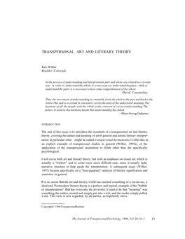 Transpersonal Art and Literary Theory
