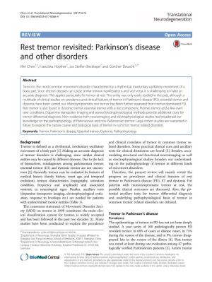 Rest Tremor Revisited: Parkinson's Disease and Other Disorders