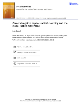 Carnivals Against Capital: Radical Clowning and the Global Justice Movement