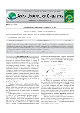 MINI REVIEW Synthesis of Tertiary Amine N-Oxides-A Review