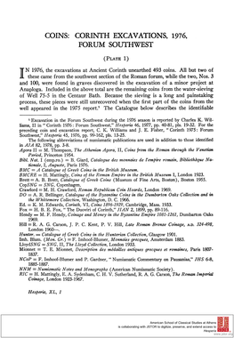 Coins: Corinth Excavations, 1976, Forum Southwest
