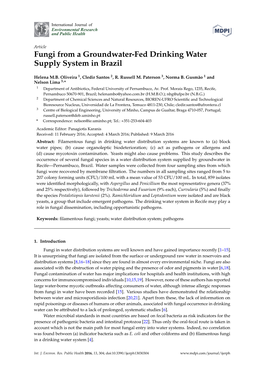 Fungi from a Groundwater-Fed Drinking Water Supply System in Brazil