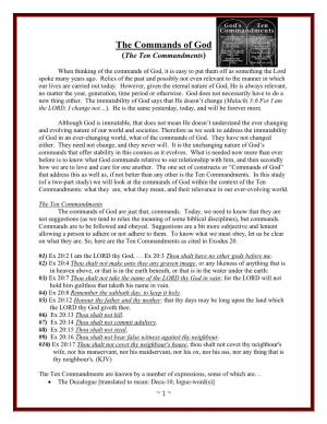 The Commands of God (The Ten Commandments)