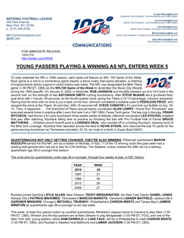 Young Passers Playing & Winning As Nfl Enters Week 5