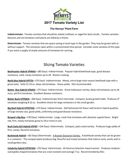 Slicing Tomato Varieties