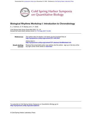 Biological Rhythms Workshop I: Introduction to Chronobiology