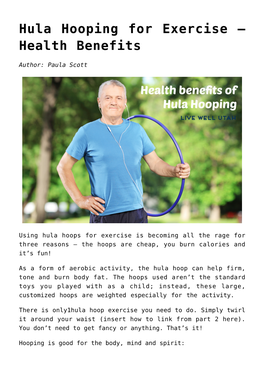 Hula Hooping for Exercise &#8211