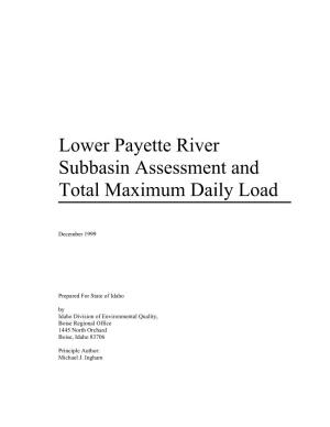 Lower Payette River Subbasin Assessment and Total Maximum Daily Load