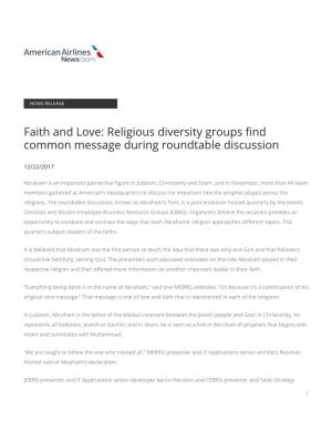 Faith and Love: Religious Diversity Groups Find Common Message During Roundtable Discussion