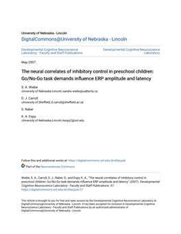 The Neural Correlates of Inhibitory Control in Preschool Children: Go/No-Go Task Demands Influence ERP Amplitude and Latency