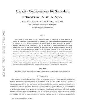 Capacity Considerations for Secondary Networks in TV White Space
