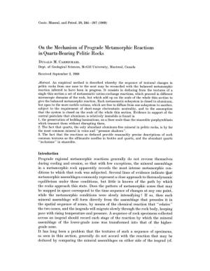On the Mechanism of Prograde Metamorphic Reactions in Quartz-Bearing Pelitic Rocks