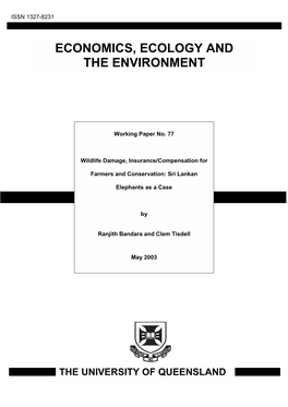 Economics, Ecology and the Environment