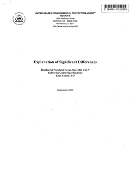 Explanation of Significant Differences, Residential Populated Areas, OU 9