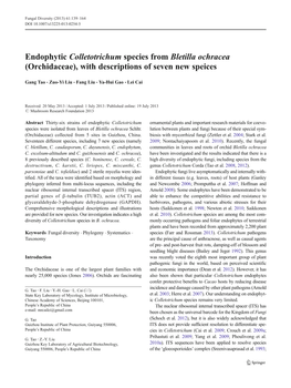 Endophytic Colletotrichum Species from Bletilla Ochracea (Orchidaceae), with Descriptions of Seven New Speices