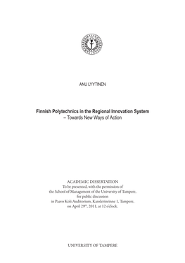 Finnish Polytechnics in the Regional Innovation System – Towards New Ways of Action