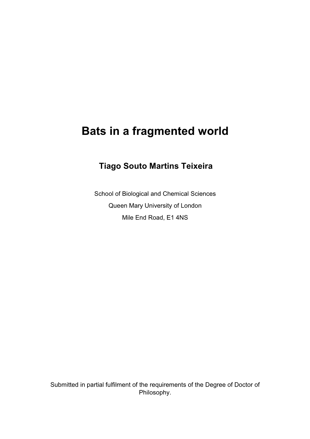 Bats in a Fragmented World