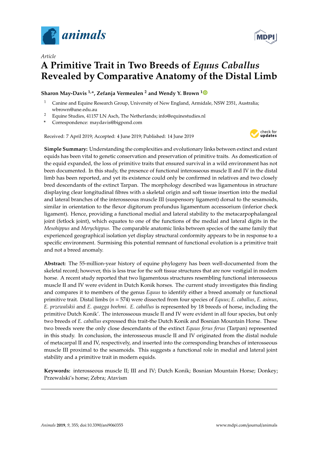 A Primitive Trait in Two Breeds of Equus Caballus Revealed by Comparative Anatomy of the Distal Limb