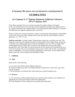 Uniform and Equipment Guidelines