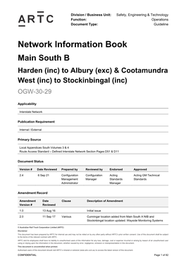 OGW-30-29 Harden (Inc) to Albury (Exc) Cootamundra West (Inc) To