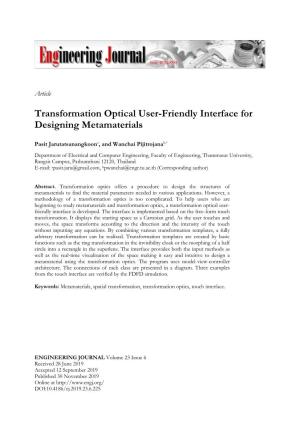 Transformation Optical User-Friendly Interface for Designing Metamaterials
